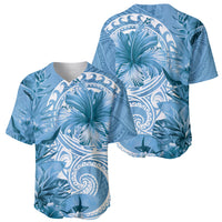 Polynesian Hibiscus Flower Tribal Baseball Jersey Blue Color LT9 - Polynesian Pride