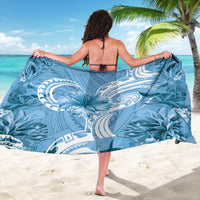 Polynesian Hibiscus Flower Tribal Sarong Blue Color