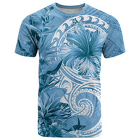 Polynesian Hibiscus Flower Tribal T Shirt Blue Color LT9 Blue - Polynesian Pride