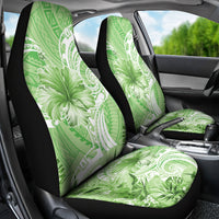 Polynesian Hibiscus Flower Tribal Car Seat Cover Lime Green Color
