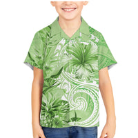 Polynesian Hibiscus Flower Tribal Family Matching Mermaid Dress and Hawaiian Shirt Lime Green Color LT9 Son's Shirt Lime Green - Polynesian Pride