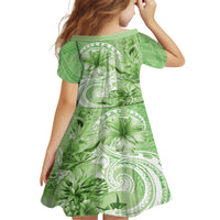 Polynesian Hibiscus Flower Tribal Family Matching Off Shoulder Short Dress and Hawaiian Shirt Lime Green Color LT9 - Polynesian Pride