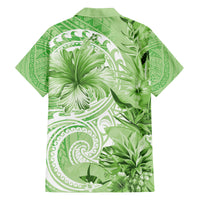 Polynesian Hibiscus Flower Tribal Family Matching Summer Maxi Dress and Hawaiian Shirt Lime Green Color LT9 - Polynesian Pride