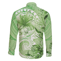 Polynesian Hibiscus Flower Tribal Family Matching Tank Maxi Dress and Hawaiian Shirt Lime Green Color LT9 - Polynesian Pride