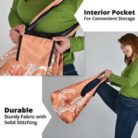 Polynesian Hibiscus Flower Tribal Grocery Bag Peach Color