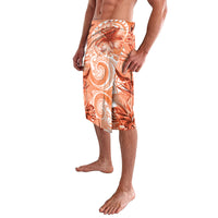 Polynesian Hibiscus Flower Tribal Lavalava Peach Color