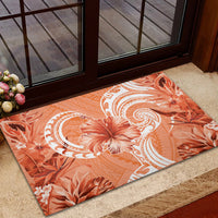 Polynesian Hibiscus Flower Tribal Rubber Doormat Peach Color LT9 - Polynesian Pride