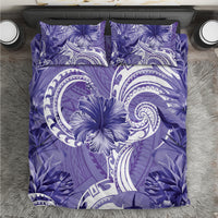 Polynesian Hibiscus Flower Tribal Bedding Set Violet Color