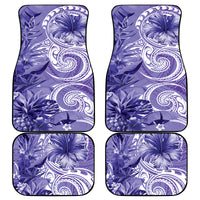 Polynesian Hibiscus Flower Tribal Car Mats Violet Color