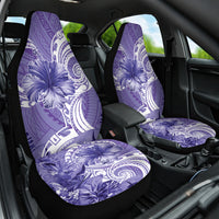 Polynesian Hibiscus Flower Tribal Car Seat Cover Violet Color