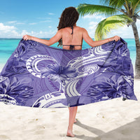 Polynesian Hibiscus Flower Tribal Sarong Violet Color