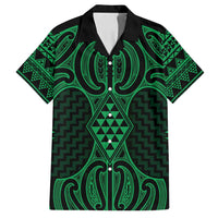 Kakariki Maori Ta Moko Poutama Art Family Matching Long Sleeve Bodycon Dress and Hawaiian Shirt LT9 Dad's Shirt - Short Sleeve Green - Polynesian Pride