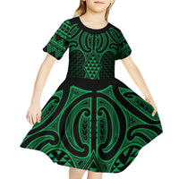 Kakariki Maori Ta Moko Poutama Art Kid Short Sleeve Dress