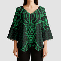 Kakariki Maori Ta Moko Poutama Art Kimono Sleeve Blouse - Polynesian Pride