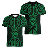 Kakariki Maori Ta Moko Poutama Art Women V-Neck T-Shirt LT9 - Polynesian Pride