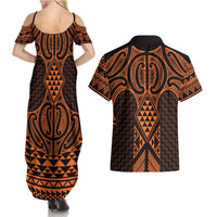 Karaka Maori Ta Moko Poutama Art Couples Matching Summer Maxi Dress and Hawaiian Shirt LT9 - Polynesian Pride