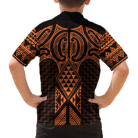 Karaka Maori Ta Moko Poutama Art Family Matching Off The Shoulder Long Sleeve Dress and Hawaiian Shirt