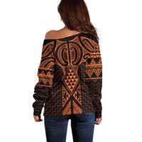 Karaka Maori Ta Moko Poutama Art Off Shoulder Sweater LT9 - Polynesian Pride