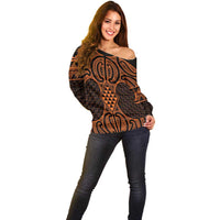 Karaka Maori Ta Moko Poutama Art Off Shoulder Sweater LT9 - Polynesian Pride
