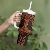 Karaka Maori Ta Moko Poutama Art Tumbler With Handle LT9 - Polynesian Pride