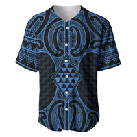 Kikorangi Maori Ta Moko Poutama Art Baseball Jersey LT9 Blue - Polynesian Pride