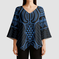 Kikorangi Maori Ta Moko Poutama Art Kimono Sleeve Blouse - Polynesian Pride