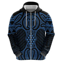 Kikorangi Maori Ta Moko Poutama Art Zip Hoodie