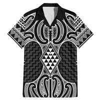 Ma Maori Ta Moko Poutama Art Family Matching Mermaid Dress and Hawaiian Shirt LT9 Dad's Shirt - Short Sleeve White - Polynesian Pride