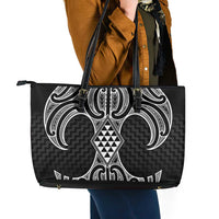 Ma Maori Ta Moko Poutama Art Leather Tote Bag LT9 - Polynesian Pride