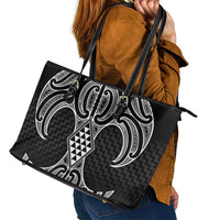 Ma Maori Ta Moko Poutama Art Leather Tote Bag LT9 - Polynesian Pride