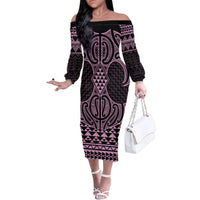 Mawhero Maori Ta Moko Poutama Art Family Matching Off The Shoulder Long Sleeve Dress and Hawaiian Shirt