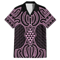 Mawhero Maori Ta Moko Poutama Art Family Matching Summer Maxi Dress and Hawaiian Shirt LT9 Dad's Shirt - Short Sleeve Pink - Polynesian Pride