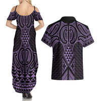 Waiporoporo Maori Ta Moko Poutama Art Couples Matching Summer Maxi Dress and Hawaiian Shirt LT9 - Polynesian Pride