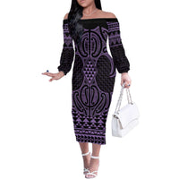 Waiporoporo Maori Ta Moko Poutama Art Family Matching Off The Shoulder Long Sleeve Dress and Hawaiian Shirt