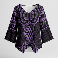 Waiporoporo Maori Ta Moko Poutama Art Kimono Sleeve Blouse - Polynesian Pride