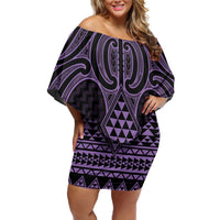 Waiporoporo Maori Ta Moko Poutama Art Off Shoulder Short Dress