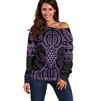 Waiporoporo Maori Ta Moko Poutama Art Off Shoulder Sweater