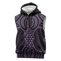Waiporoporo Maori Ta Moko Poutama Art Sleeveless Zip Hoodie LT9 Purple - Polynesian Pride