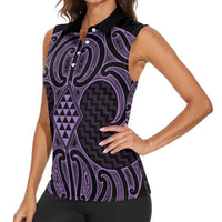 Waiporoporo Maori Ta Moko Poutama Art Women Sleeveless Polo Shirt