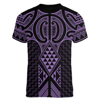 Waiporoporo Maori Ta Moko Poutama Art Women V-Neck T-Shirt LT9 - Polynesian Pride