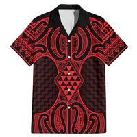 Whero Maori Ta Moko Poutama Art Family Matching Mermaid Dress and Hawaiian Shirt LT9 Dad's Shirt - Short Sleeve Red - Polynesian Pride