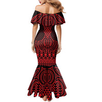 Whero Maori Ta Moko Poutama Art Family Matching Mermaid Dress and Hawaiian Shirt LT9 - Polynesian Pride