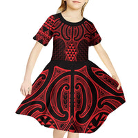 Whero Maori Ta Moko Poutama Art Kid Short Sleeve Dress