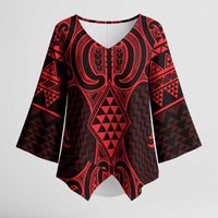 Whero Maori Ta Moko Poutama Art Kimono Sleeve Blouse - Polynesian Pride