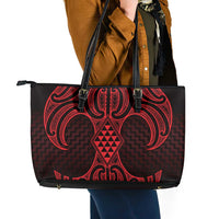 Whero Maori Ta Moko Poutama Art Leather Tote Bag LT9 - Polynesian Pride