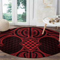Whero Maori Ta Moko Poutama Art Round Carpet