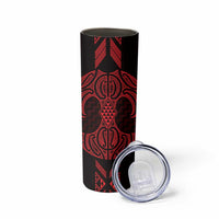 Whero Maori Ta Moko Poutama Art Skinny Tumbler LT9 - Polynesian Pride