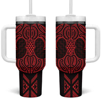 Whero Maori Ta Moko Poutama Art Tumbler With Handle LT9 One Size: 40 oz Red - Polynesian Pride