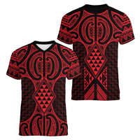 Whero Maori Ta Moko Poutama Art Women V-Neck T-Shirt LT9 - Polynesian Pride