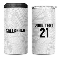 New Zealand Rangatira Custom 4 in 1 Can Cooler Tumbler All White Niho Taniwha Maori Tribal LT9 One Size: 16 oz White - Polynesian Pride